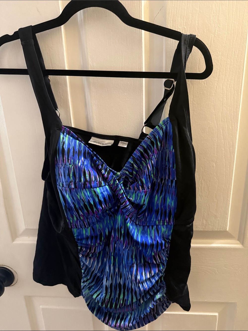 Avenue Black Swim Tankini with Blue & Purple Print